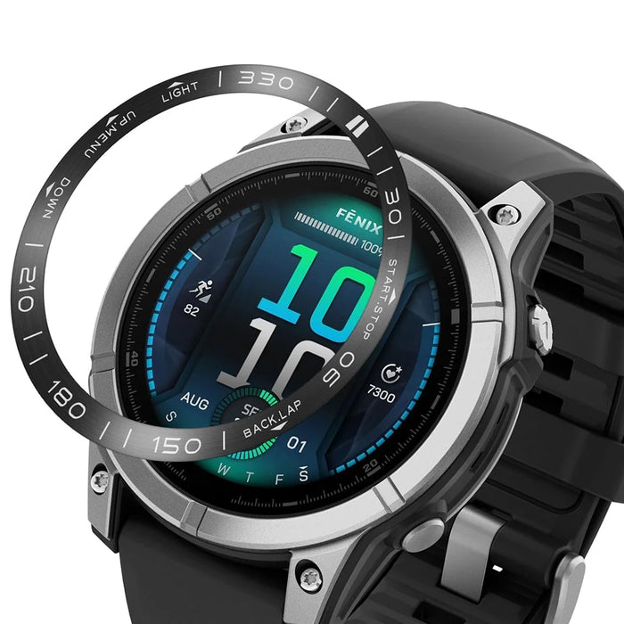 For Garmin Fenix 8 47mm Bezel Ring Metal Bezel Styling Watch Dial Circle - Black / White Letter - 1