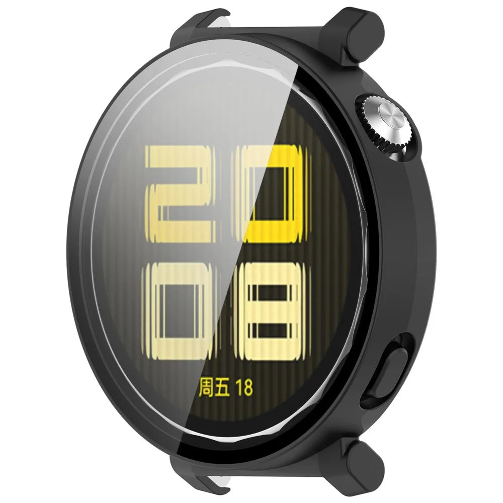 For Huawei Watch GT 5 Pro 42mm PC Cover Watch Frame Case with Tempered Glass Screen Film - Matte Black - 5