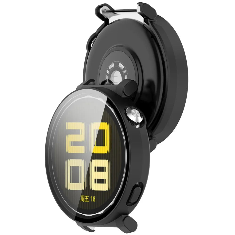 For Huawei Watch GT 5 Pro 42mm PC Cover Watch Frame Case with Tempered Glass Screen Film - Matte Black - 6