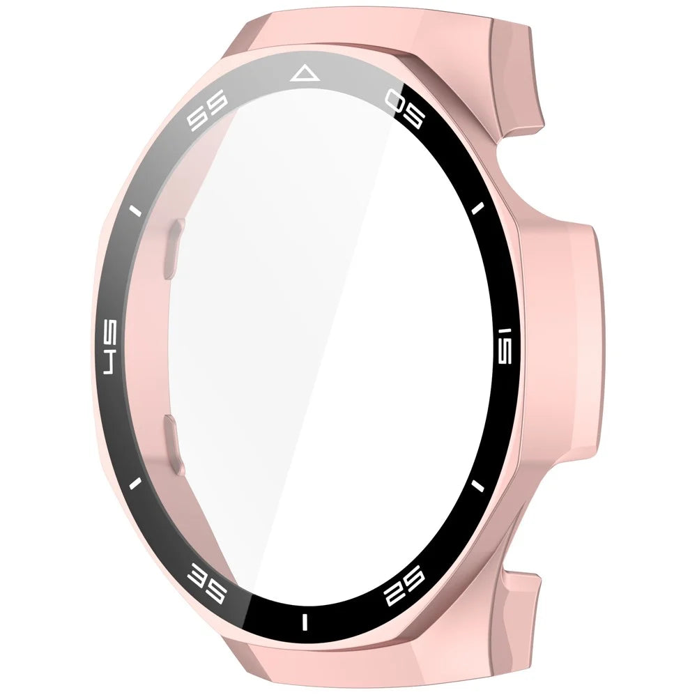 For Huawei Watch GT 5 Pro 46mm PC Cover Scale Design Watch Case Cover with Tempered Glass Screen Film - Rose Gold - 2