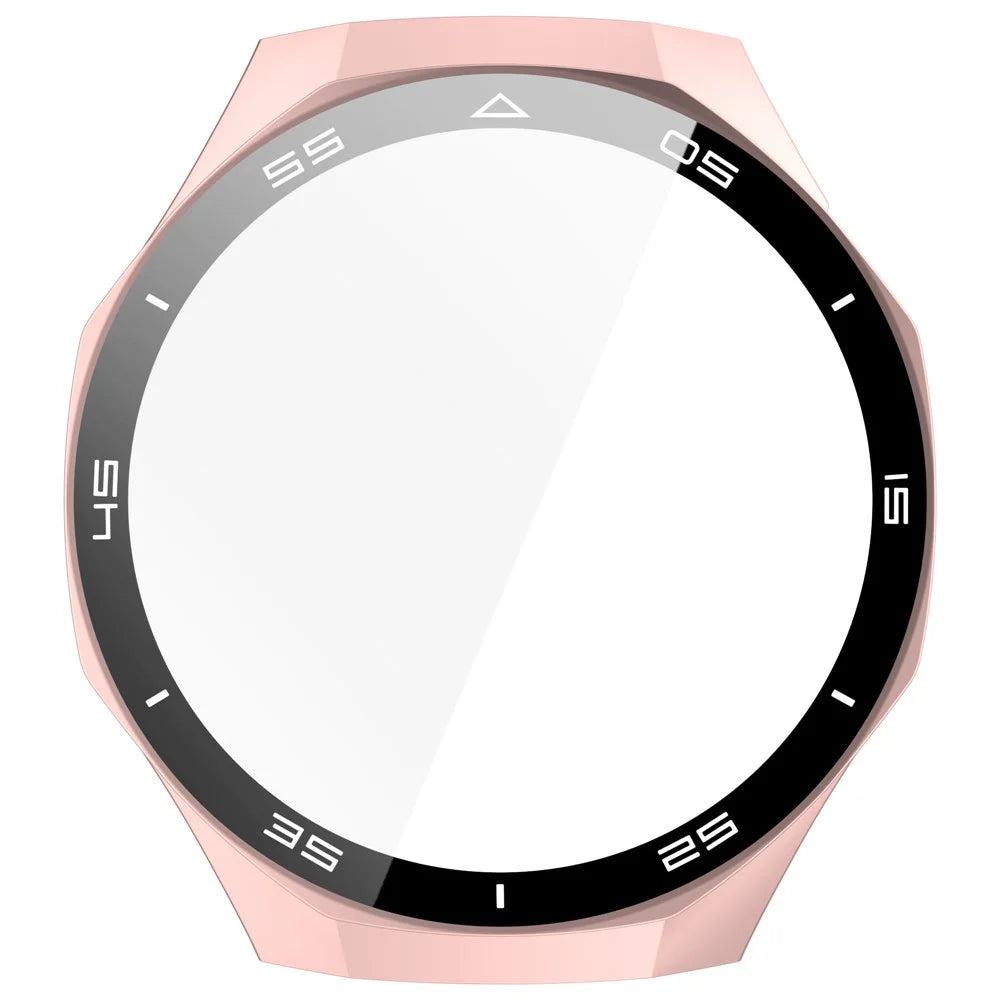 For Huawei Watch GT 5 Pro 46mm PC Cover Scale Design Watch Case Cover with Tempered Glass Screen Film - Rose Gold - 4