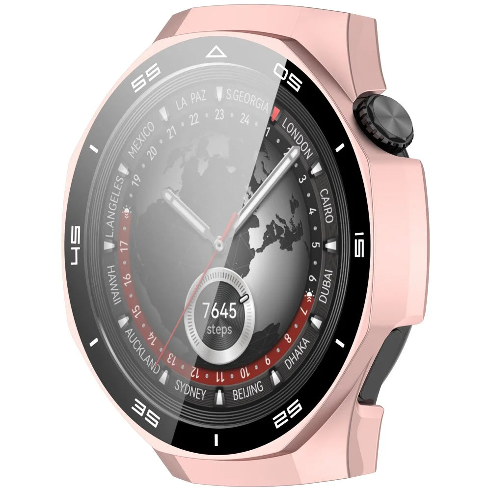 For Huawei Watch GT 5 Pro 46mm PC Cover Scale Design Watch Case Cover with Tempered Glass Screen Film - Rose Gold - 5