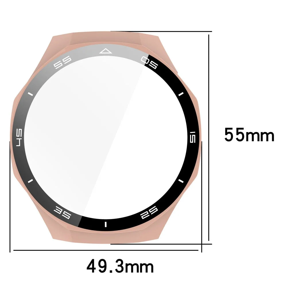 For Huawei Watch GT 5 Pro 46mm PC Cover Scale Design Watch Case Cover with Tempered Glass Screen Film - Rose Gold - 7