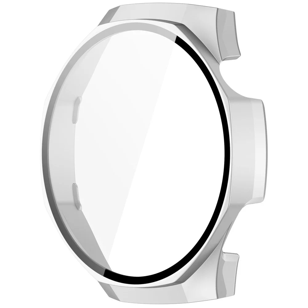 For Huawei Watch GT 5 Pro 46mm PC Cover Watch Case Cover with Tempered Glass Screen Film - Matte Silver - 2
