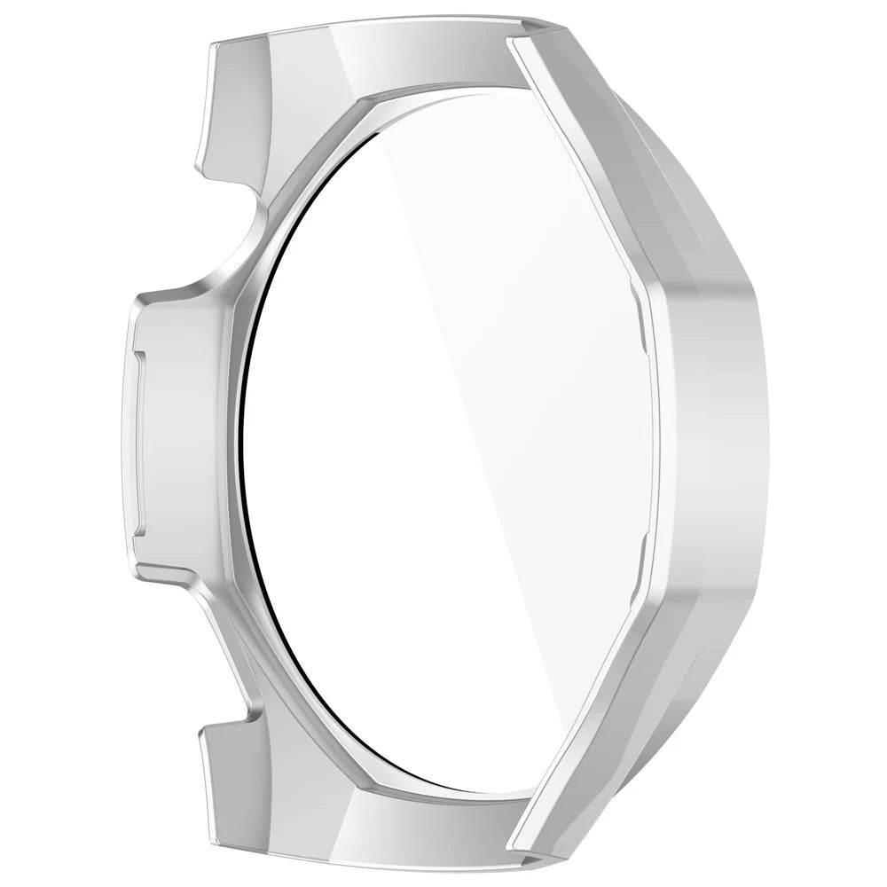 For Huawei Watch GT 5 Pro 46mm PC Cover Watch Case Cover with Tempered Glass Screen Film - Matte Silver - 3