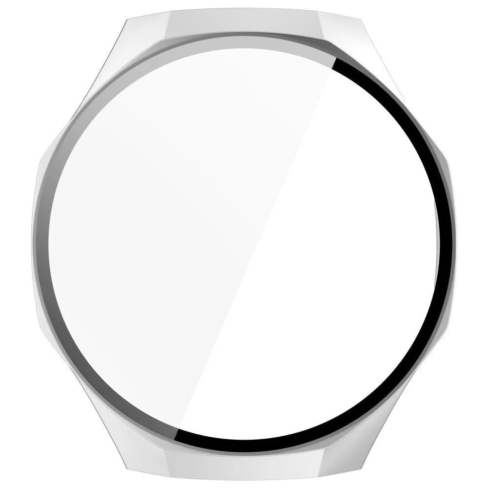 For Huawei Watch GT 5 Pro 46mm PC Cover Watch Case Cover with Tempered Glass Screen Film - Matte Silver - 4