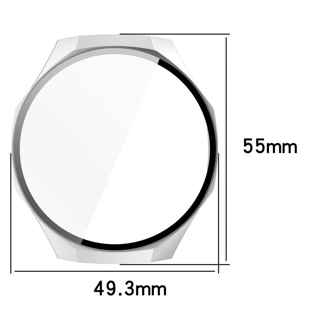 For Huawei Watch GT 5 Pro 46mm PC Cover Watch Case Cover with Tempered Glass Screen Film - Matte Silver - 7