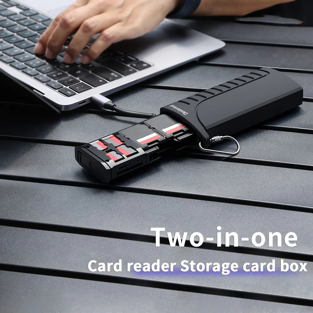 DESIONTAL Multi-Function High Speed SD / TF Card Reader Portable Memory Card Storage Case - 4