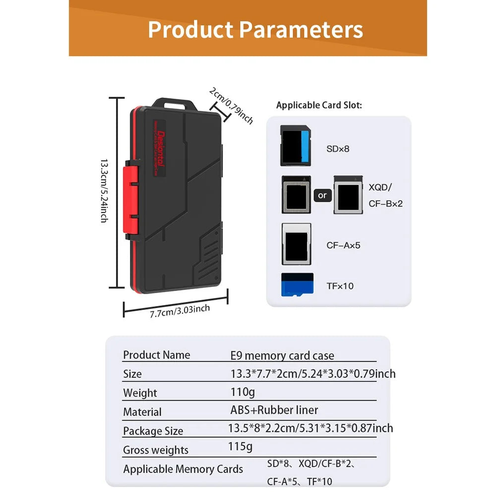 SD / TF / XQD / CF Card Storage Case ABS+Rubber Mini Waterproof Memory Card Portable Storage Box - 7