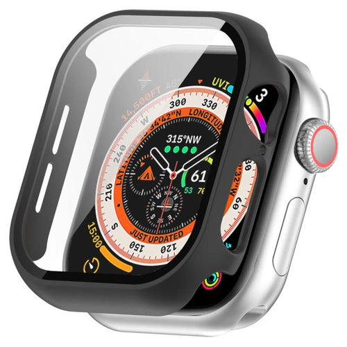 RURIHAI For Apple Watch Series 11 / 10 42mm Watch Case PC Cover with 0.3mm Screen Protector - Black - 1