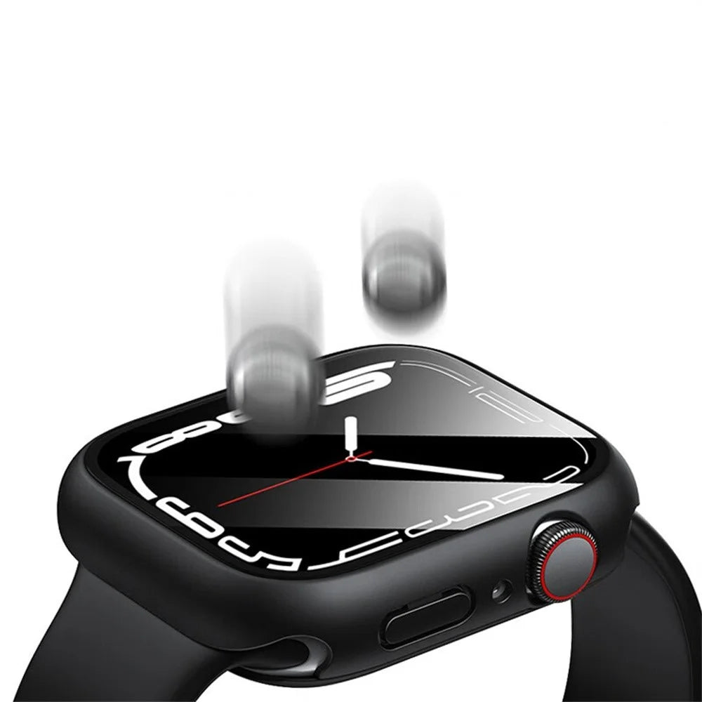 RURIHAI For Apple Watch Series 11 / 10 42mm Watch Case PC Cover with 0.3mm Screen Protector - Black - 3