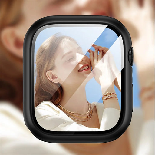 RURIHAI For Apple Watch Series 11 / 10 46mm Watch Case PC Cover with 0.3mm Screen Protector - Black - 2
