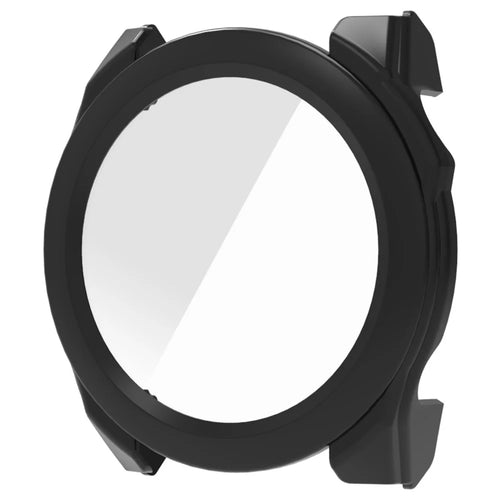 For Garmin Fenix 8 47mm PC Cover Watch Frame Case with Tempered Glass Screen Film - Black - 1