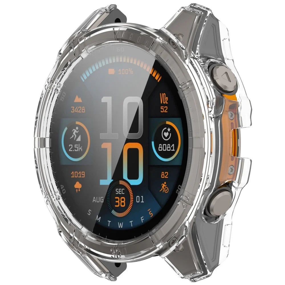 For Garmin Fenix 8 43mm Watch Case PC Frame Cover with Tempered Glass Screen Film - Transparent - 5