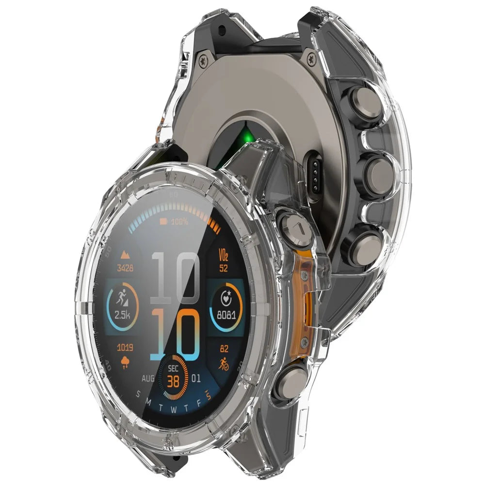 For Garmin Fenix 8 51mm Watch Case PC Frame Cover with Tempered Glass Screen Film - Transparent - 6