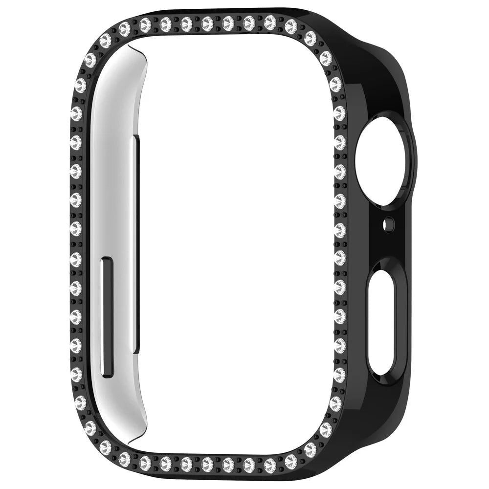 For Huawei Watch Fit 3 Watch Case Diamond Decor Half Coverage Hollow PC Watch Protective Cover - Electroplating Black - 2