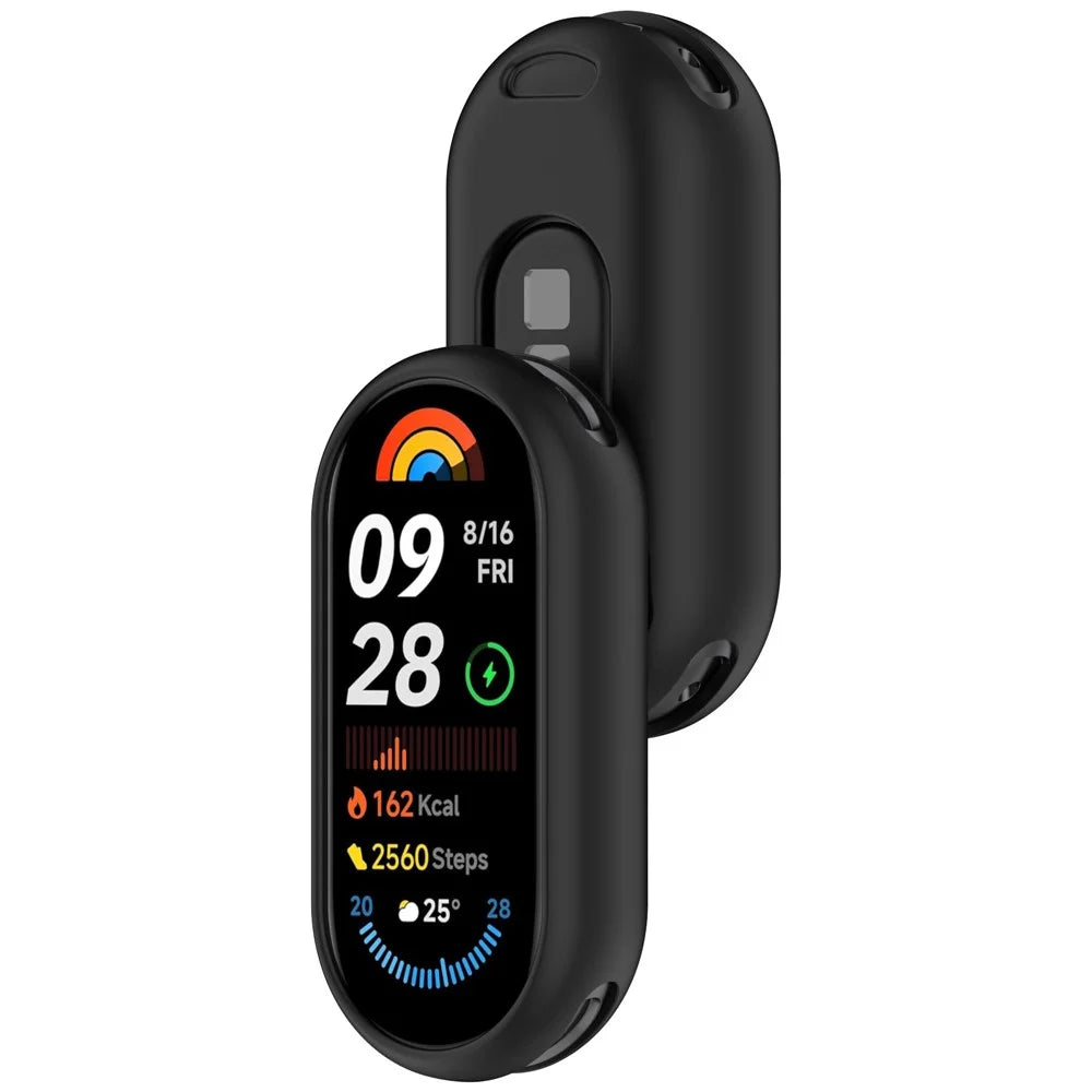 Silicone Watch Case for Xiaomi Smart Band 9 / 9 NFC / 9 Ceramic Edition / 8 / 8 NFC Watch Frame Cover - Black - 6