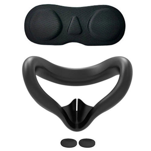 For Meta Quest 3S VR Headset Silicone Visor and Lens Protection Cover Set - Black - 1