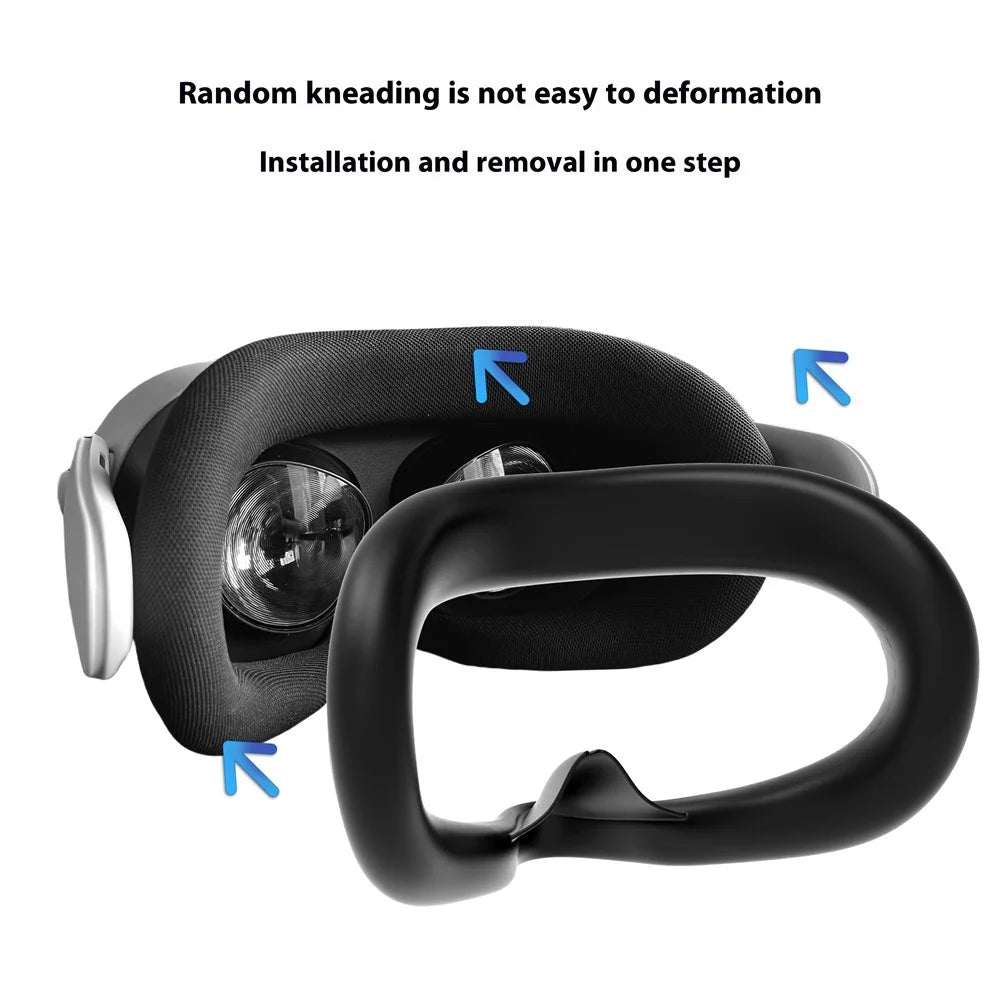 For Meta Quest 3S VR Headset Silicone Visor and Lens Protection Cover Set - Black - 3