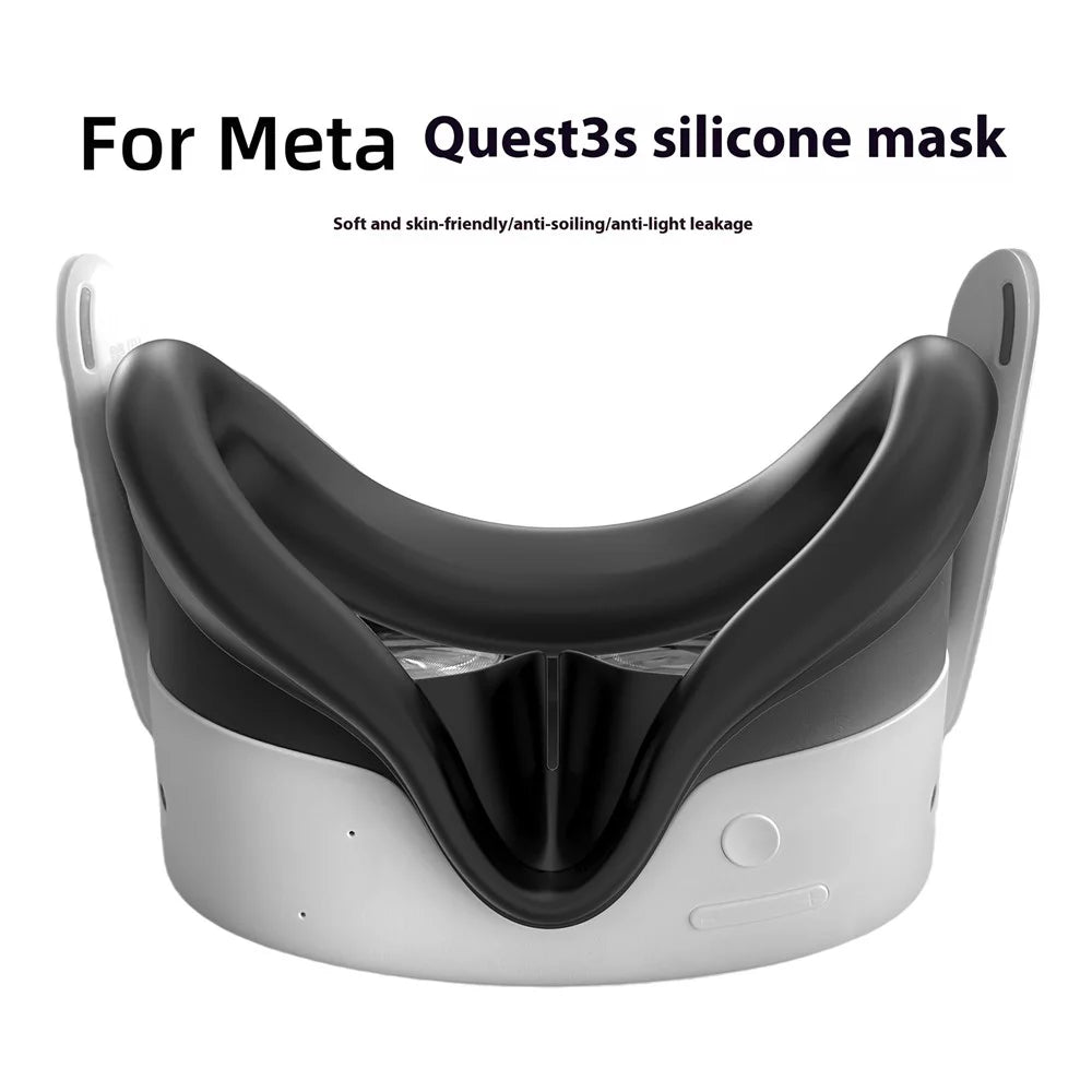 For Meta Quest 3S VR Headset Silicone Visor and Lens Protection Cover Set - Black - 4