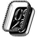 For Xiaomi Smart Band 8 Pro Watch Case Diamond Decor Half Coverage Hollow PC Watch Protective Cover - Electroplating Black - 1