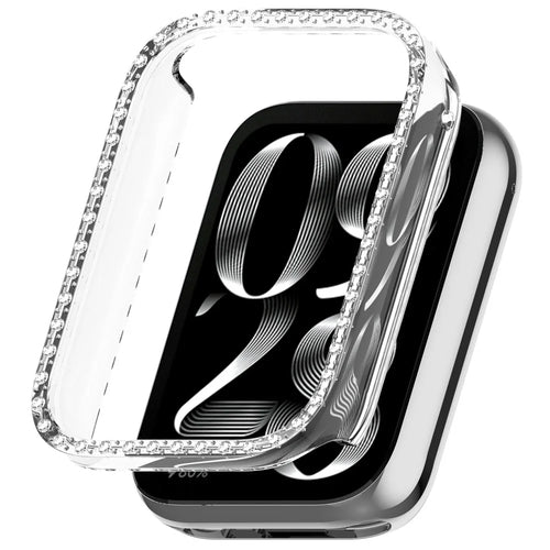 For Xiaomi Smart Band 8 Pro Watch Case Diamond Decor Half Coverage Hollow PC Watch Protective Cover - Transparent - 1