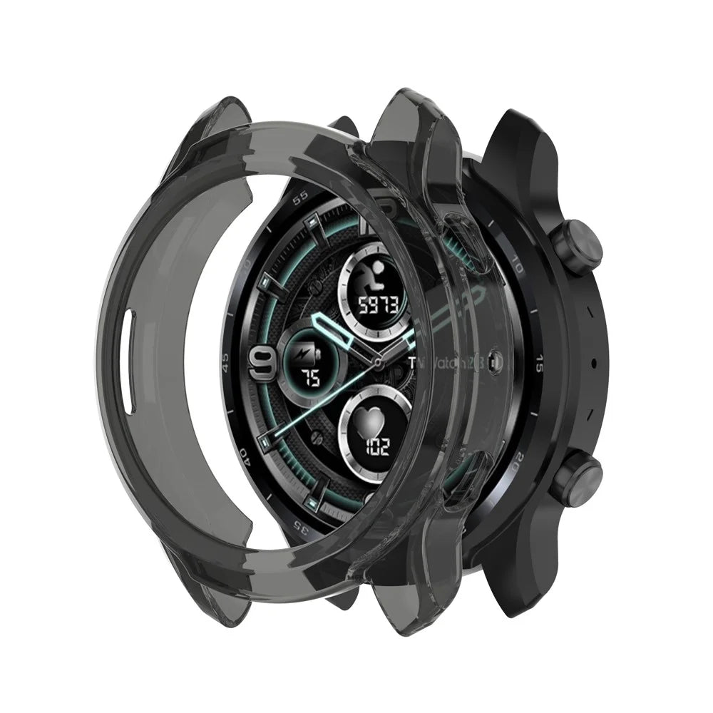 Half Coverage TPU Smart Watch Protective Cover for TicWatch Pro 3/TicWatch Pro X - Transparent Black - 2