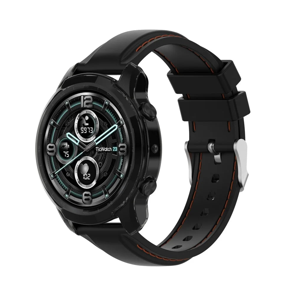 Half Coverage TPU Smart Watch Protective Cover for TicWatch Pro 3/TicWatch Pro X - Transparent Black - 3