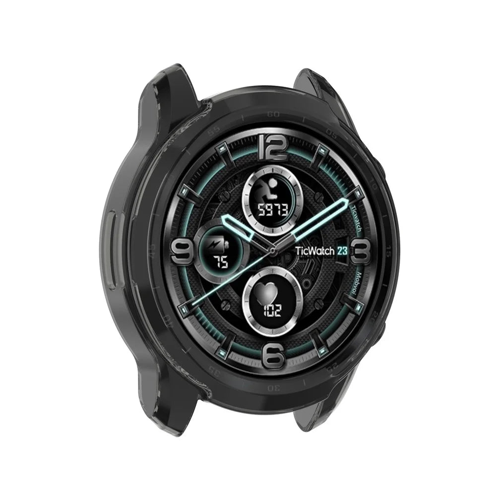 Half Coverage TPU Smart Watch Protective Cover for TicWatch Pro 3/TicWatch Pro X - Transparent Black - 4