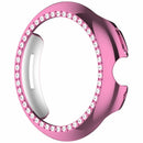 For Google Pixel Watch 3 45mm Hollow-Out Cover Rhinestone Decor PC Watch Frame Case - Electroplating Pink - 4