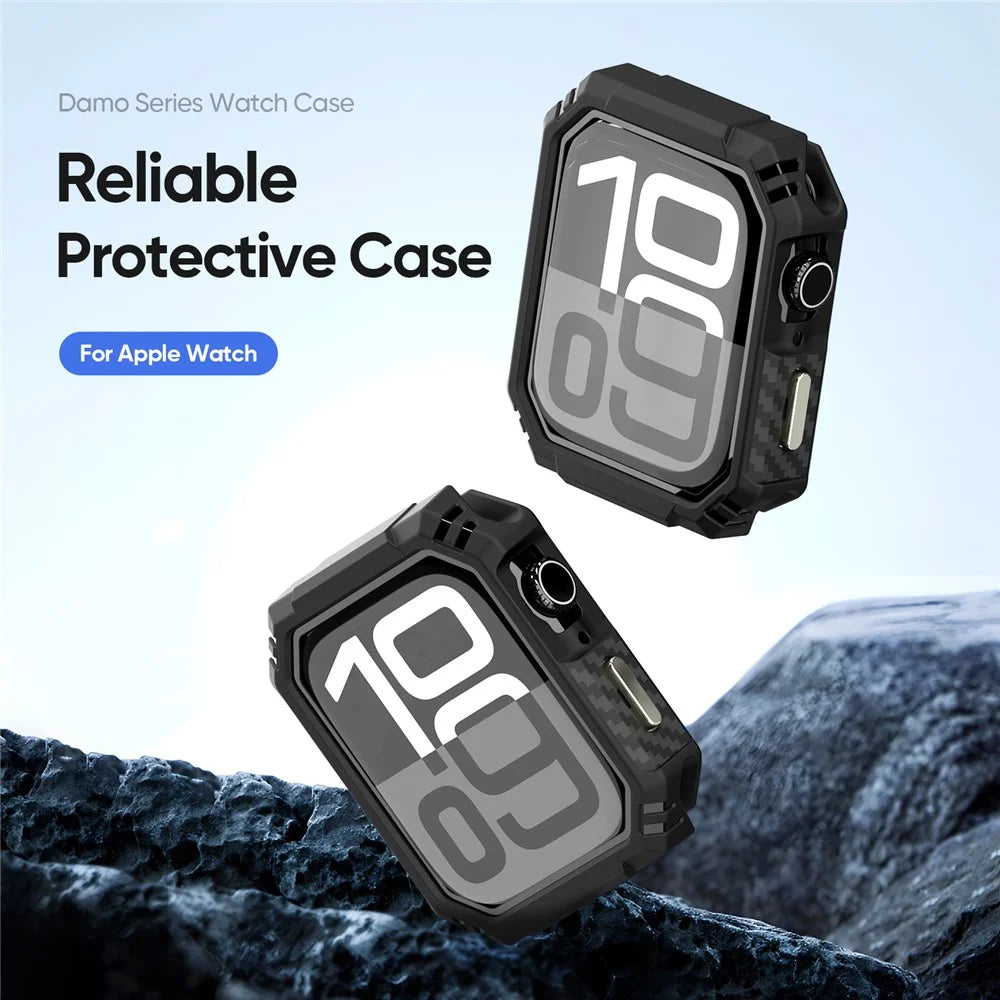DUX DUCIS For Apple Watch Series 8 41mm / Apple Watch Series 9 41mm / Apple Watch Series 7 41mm  Damo Series Watch Case PC+TPU Drop-proof Watch Protective Cover - Black - 3