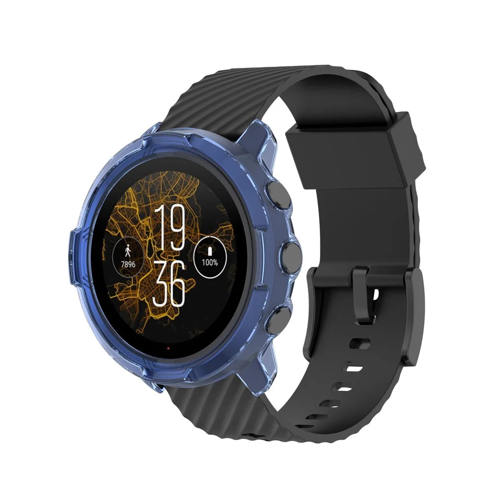 Soft TPU Smart Watch Protective Half Coverage Hollow Cover for Suunto 7 - Blue - 6