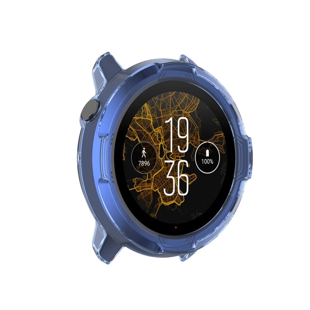 Soft TPU Smart Watch Protective Half Coverage Hollow Cover for Suunto 7 - Blue - 7