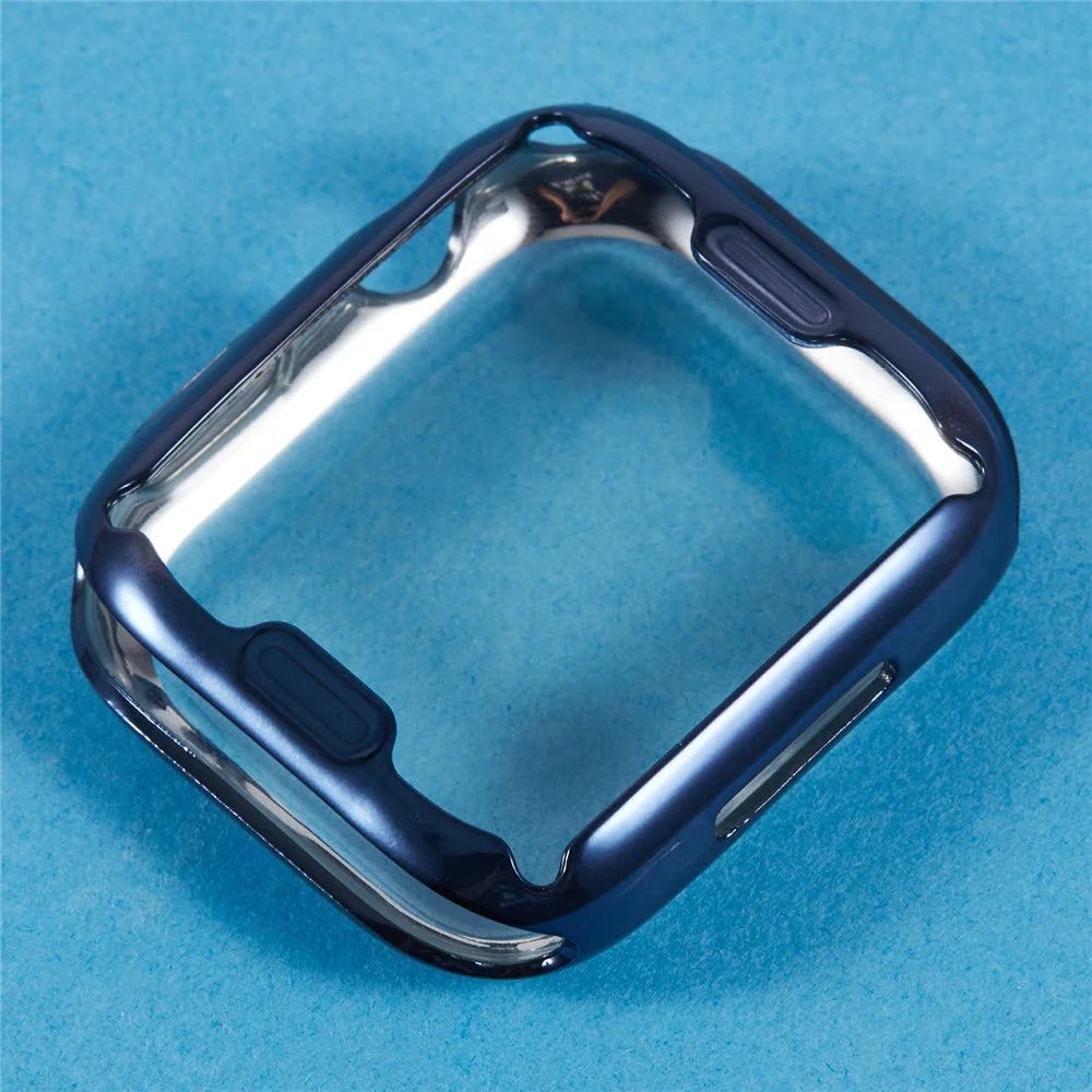 For Apple Watch Series 9 / 8 / 7 41mm Watch Case Flexible TPU Cover Full Coverage Electroplating - Midnight Blue - 4