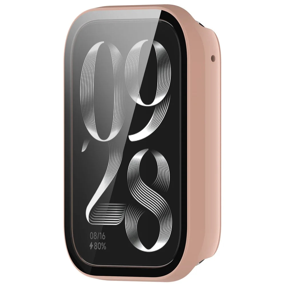 For Xiaomi Smart Band 9 Pro Case Hard PC Full Coverage Watch Cover with Tempered Glass Film - Pink - 2