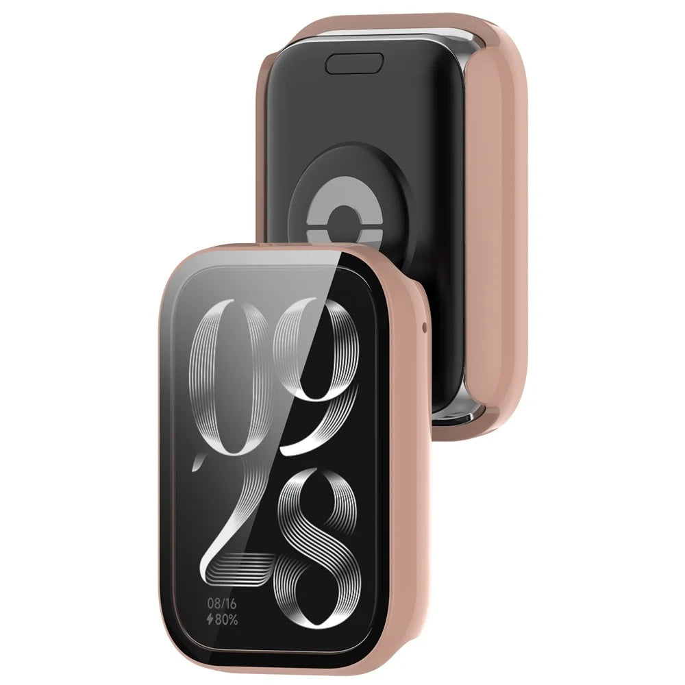 For Xiaomi Smart Band 9 Pro Case Hard PC Full Coverage Watch Cover with Tempered Glass Film - Pink - 7