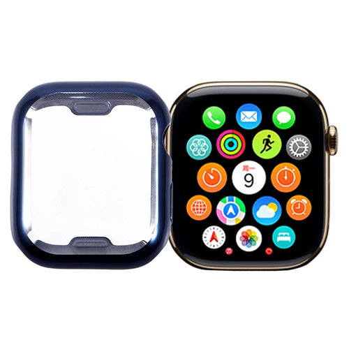 For Apple Watch Series 9 / 8 / 7 45mm Watch Case Electroplating Full Coverage TPU Protective Cover - Midnight Blue - 1