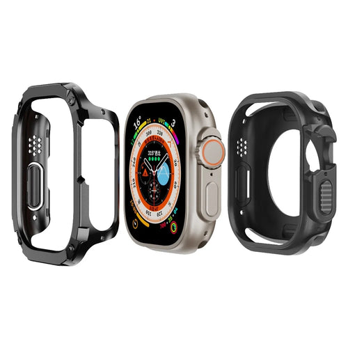 Watch Case Set for Apple Watch Ultra 3 / Ultra 2 / Ultra 49mm Hard PC+TPU Watch Frame Cover Combo - Black - 1