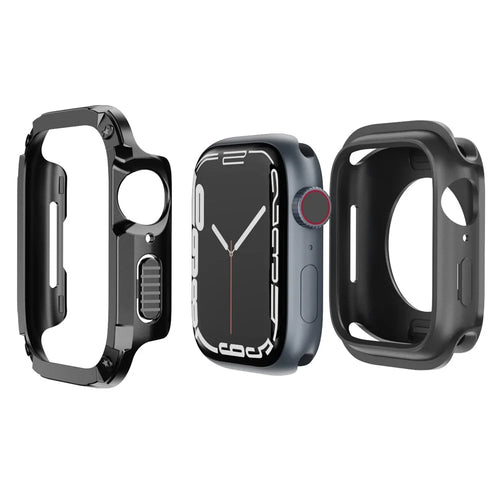 Watch Case Set for Apple Watch Series 11 / 10 46mm Hard PC+TPU Watch Frame Cover Combo - Black - 1