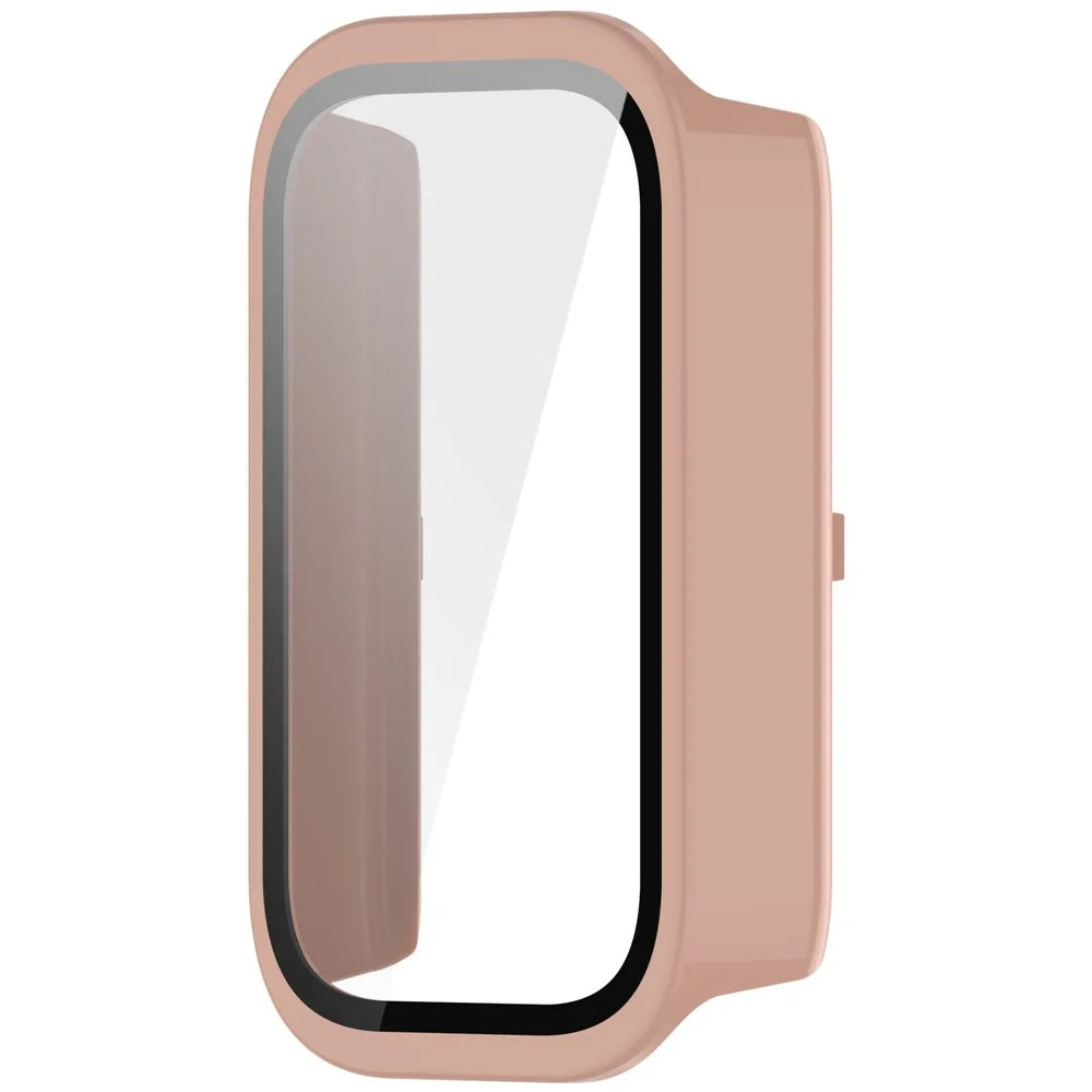 For Xiaomi Smart Band 9 Active / Redmi Band 3 Watch Case PC Cover with Tempered Glass Screen Film - Pink - 2