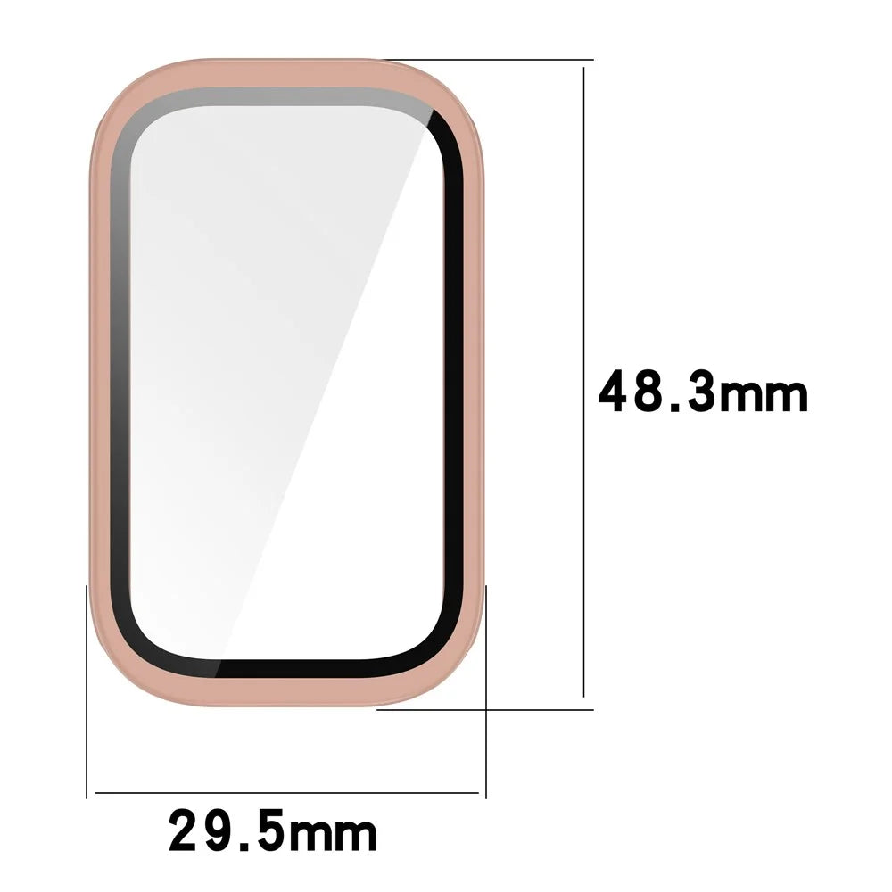 For Xiaomi Smart Band 9 Active / Redmi Band 3 Watch Case PC Cover with Tempered Glass Screen Film - Pink - 7
