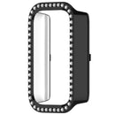 For Xiaomi Smart Band 9 Active / Redmi Band 3 Hollow-Out Cover Rhinestone Decor PC Watch Frame Case - Electroplating Black - 2