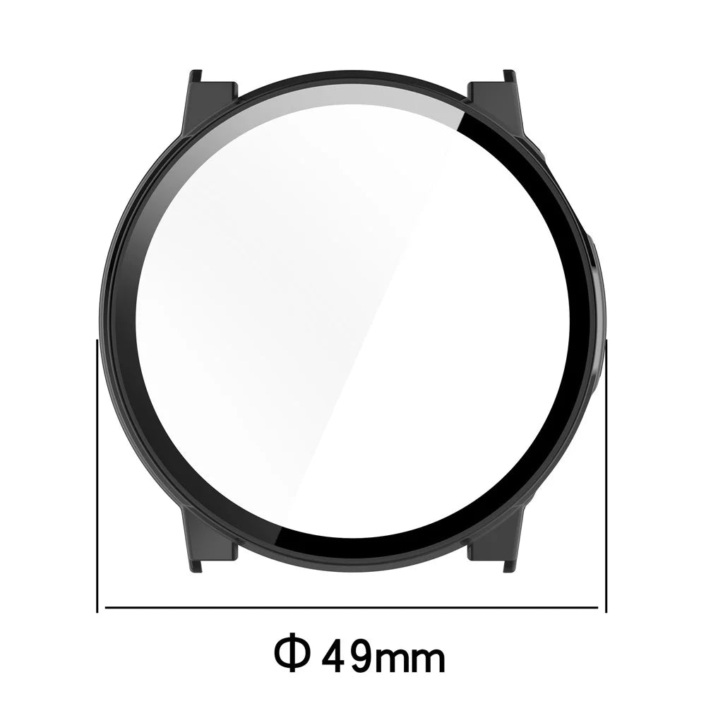 For Coros Pace Pro Watch Case PC Frame Cover with Tempered Glass Screen Film - Black - 7