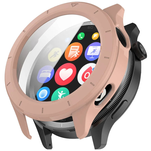 For Xiaomi Watch S4 / S4 eSIM Version Watch Case PC Frame Cover with Tempered Glass Screen Film - Pink - 1