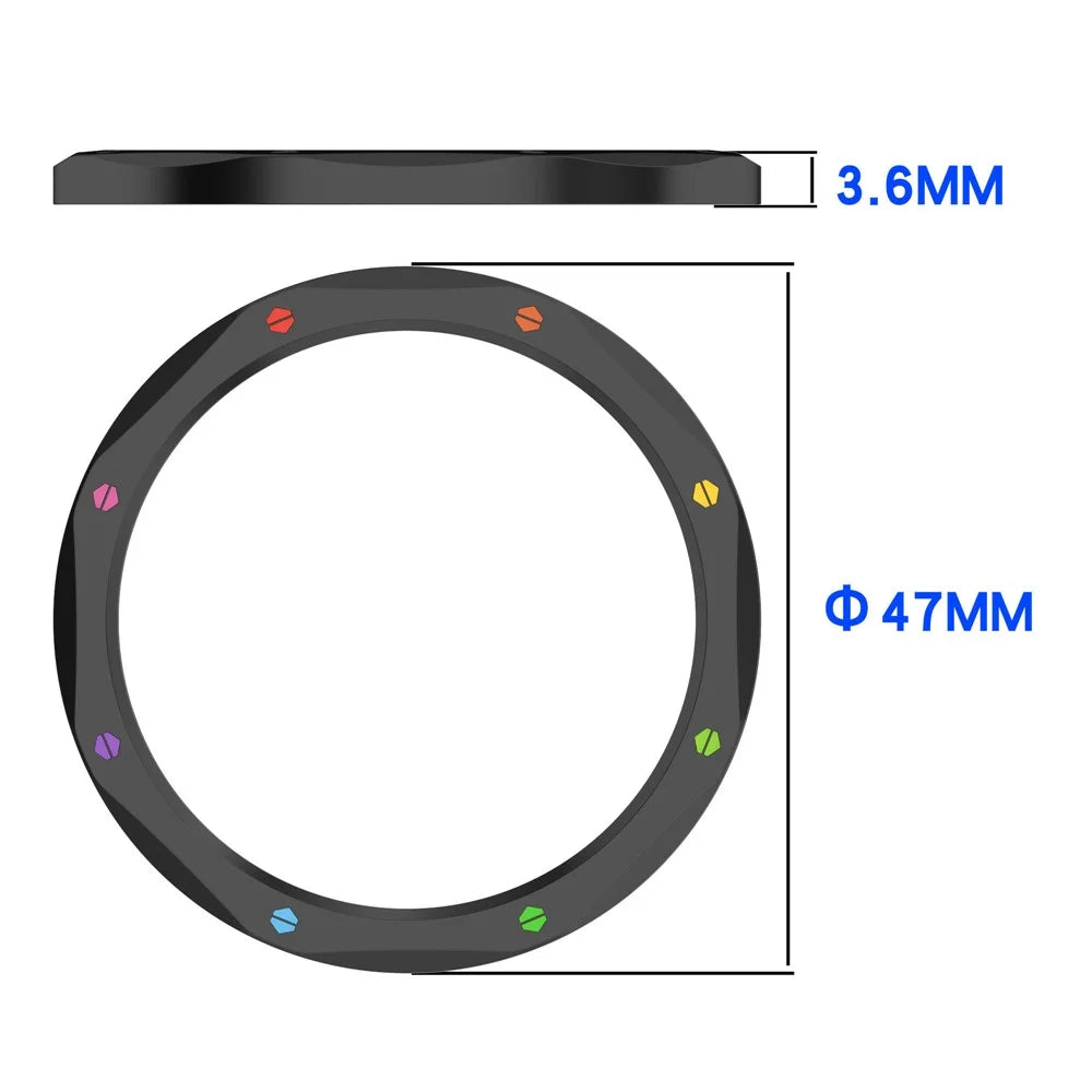 For Xiaomi Watch S4 / S4 eSIM Version / S3 / S3 eSIM Version Bezel Ring 316 Stainless Steel Bezel Loop Cover - Black+Rainbow - 7