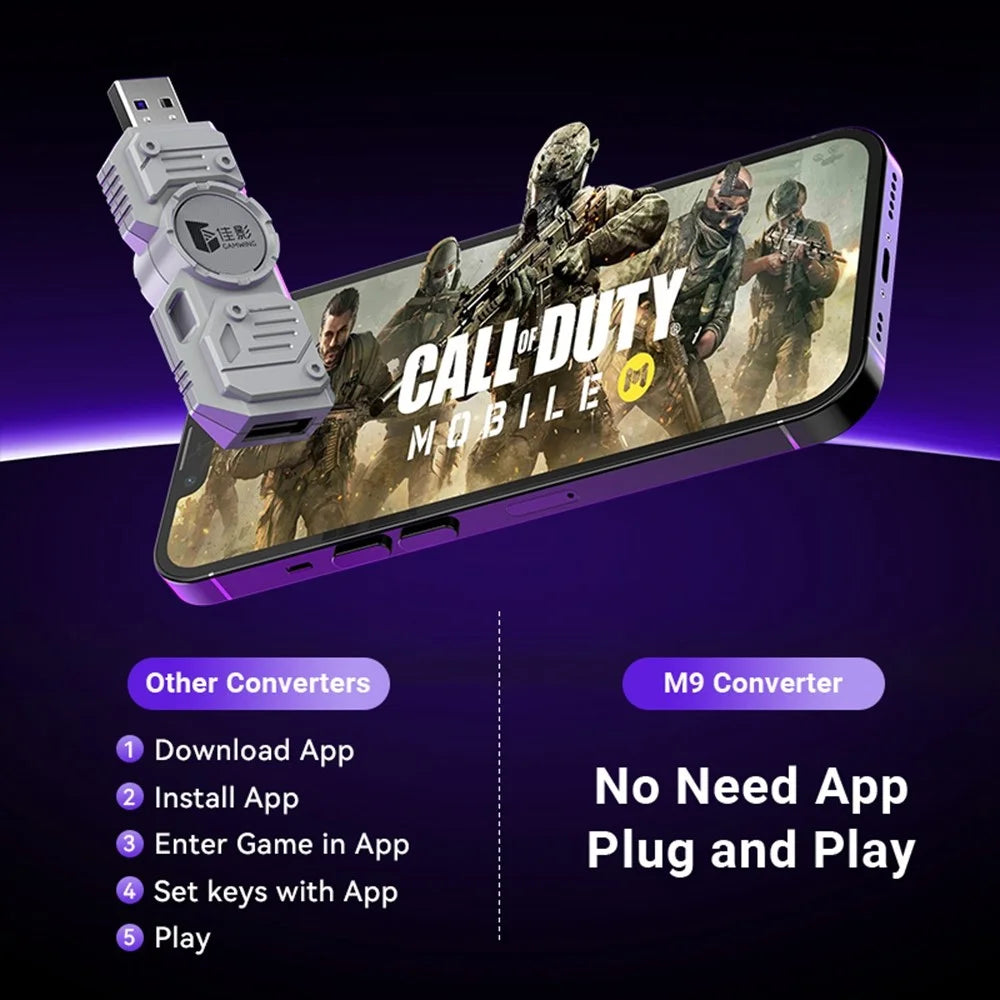 GAMWING M9 Wired + Bluetooth-compatible Dual Mode Mobile Game Converter for iOS Android Harmonyos - 3