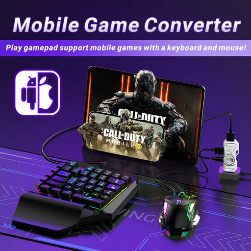 GAMWING M9 5-in-1 Wired + Bluetooth-compatible Dual Mode Mobile Game Converter with Keyboard and Mouse Set - 2
