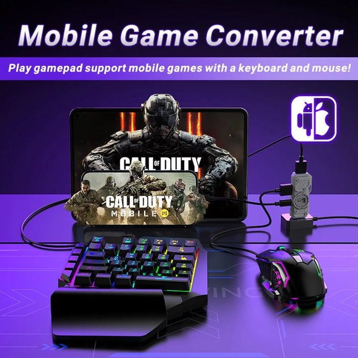 GAMWING M9 5-in-1 Wired + Bluetooth-compatible Dual Mode Mobile Game Converter with Keyboard and Mouse Set - 3