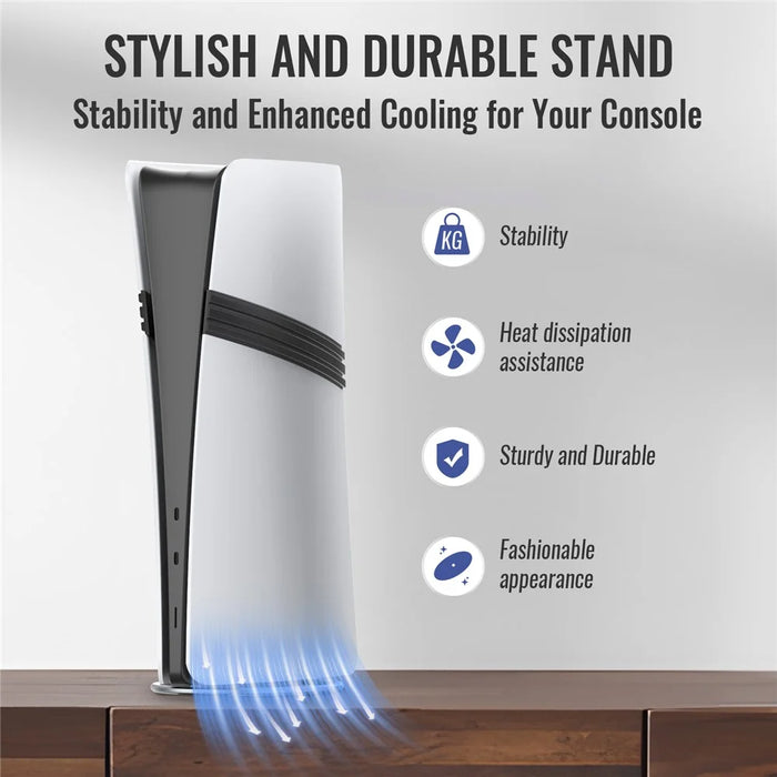 JYS JYS-P5216 Vertical Stand for Sony PlayStation 5 Pro / Playstation 5 / PS5 Slim Game Console Round Base - Grey - 5