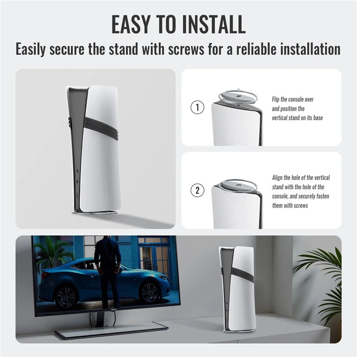 JYS JYS-P5216 Vertical Stand for Sony PlayStation 5 Pro / Playstation 5 / PS5 Slim Game Console Round Base - Grey - 6